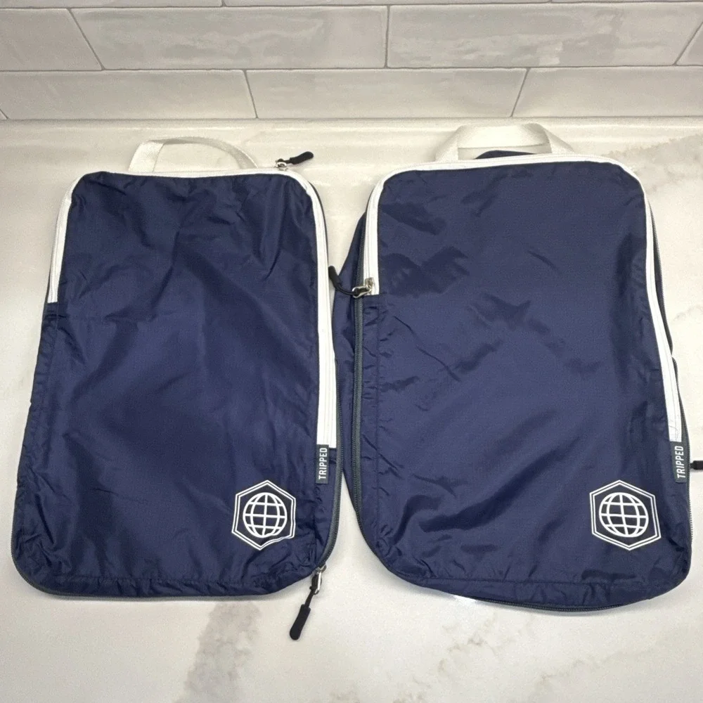 Tripped Travel Gear Packing Cubes – Set of 6 – Luggage Organizers – Blue/White